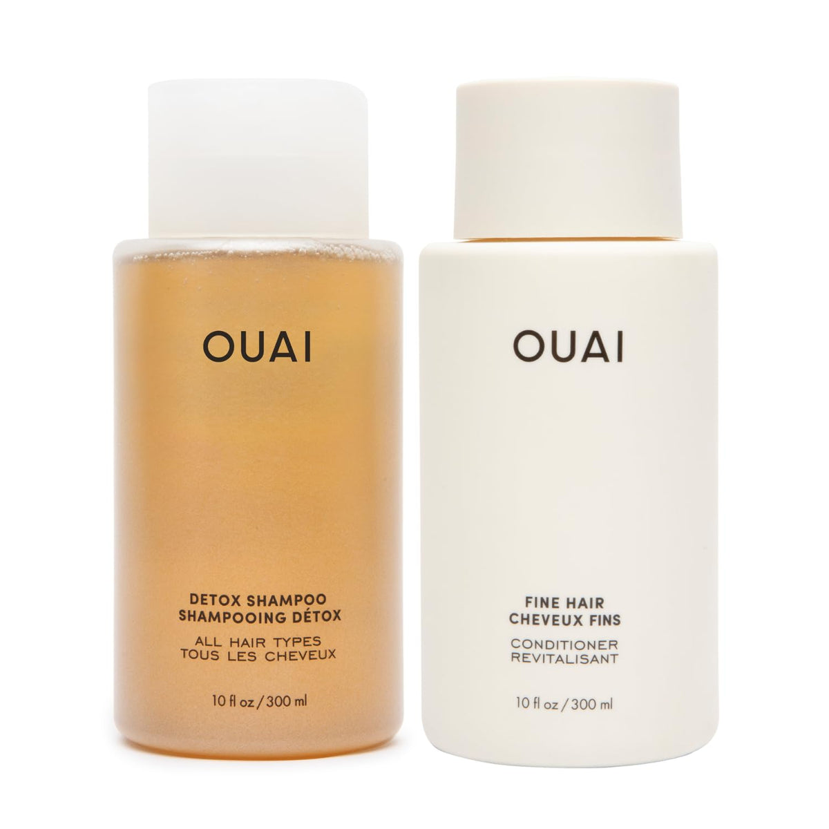 OUAI detox shampoo front packaging showing bottle and branding for clear-clean hair