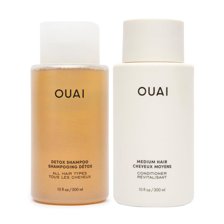 OUAI detox shampoo front label showing clarifying benefit