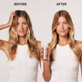 OUAI detox shampoo lather texture in palm highlighting effective buildup removal benefit