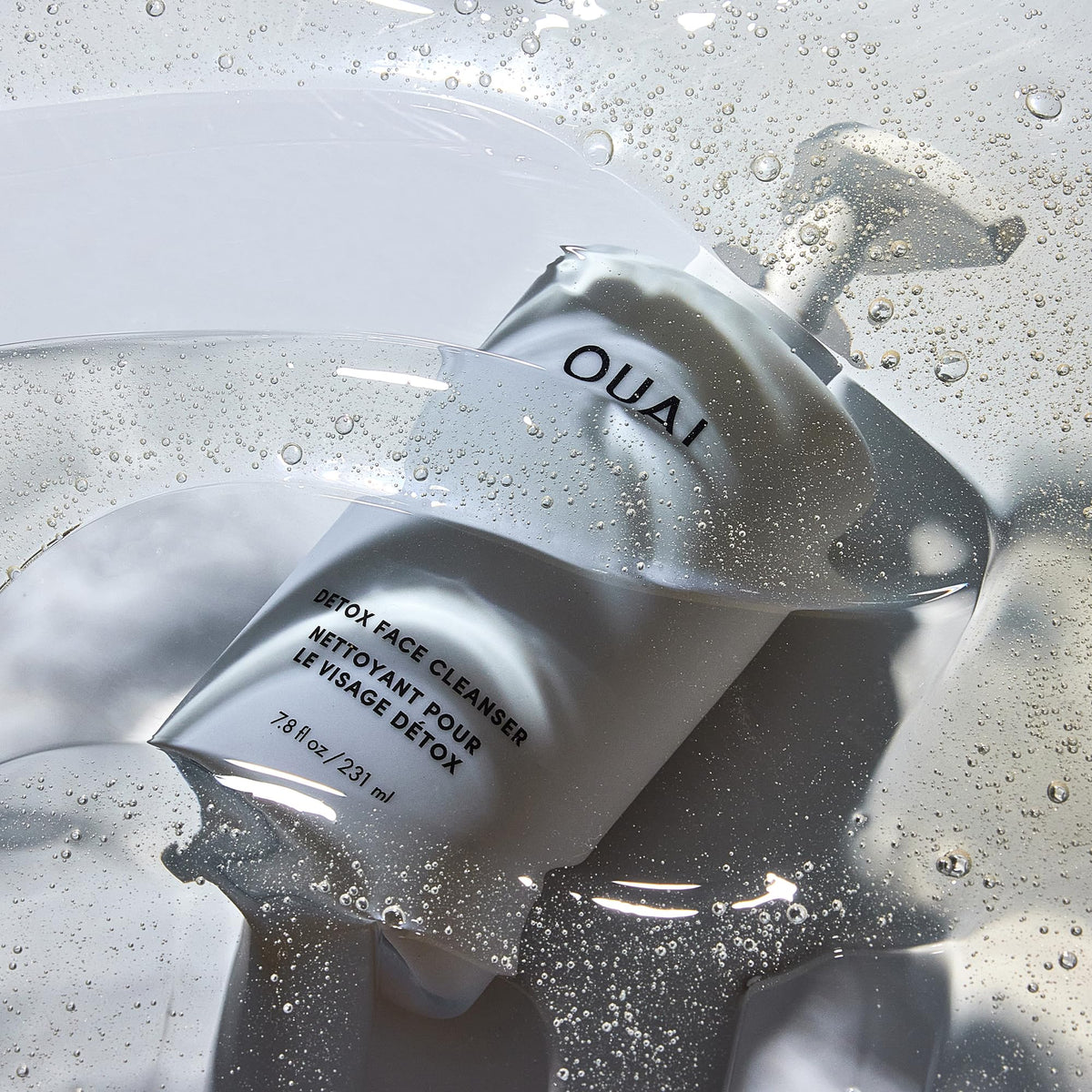 OUAI on bath shelf lifestyle scene suggesting daily routine and aesthetic appeal