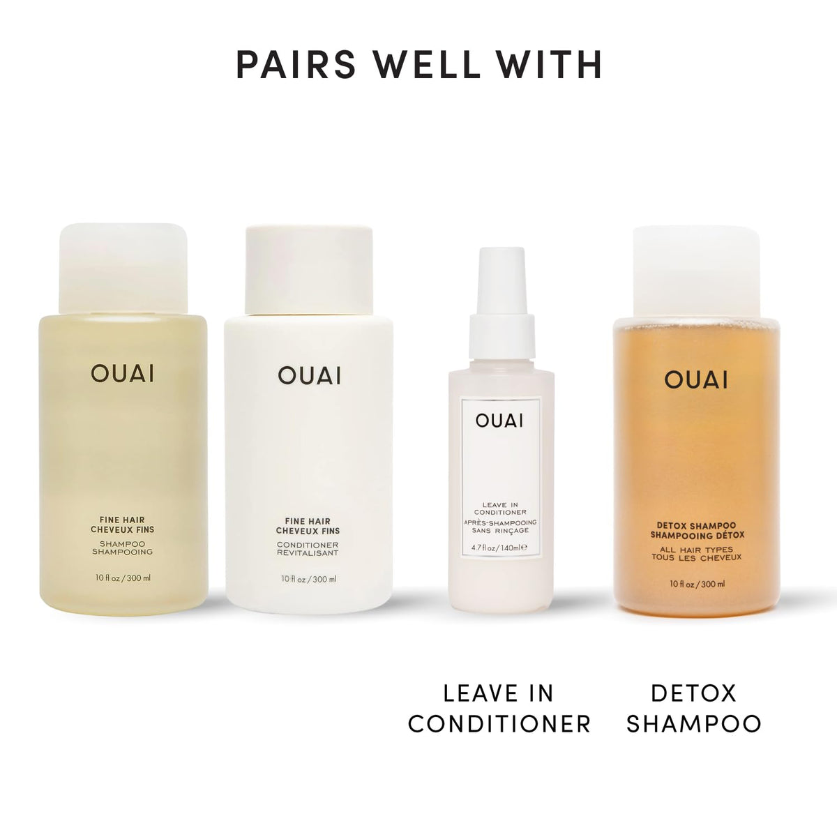 OUAI bottle label closeup highlighting sulfate-free and paraben-free formula