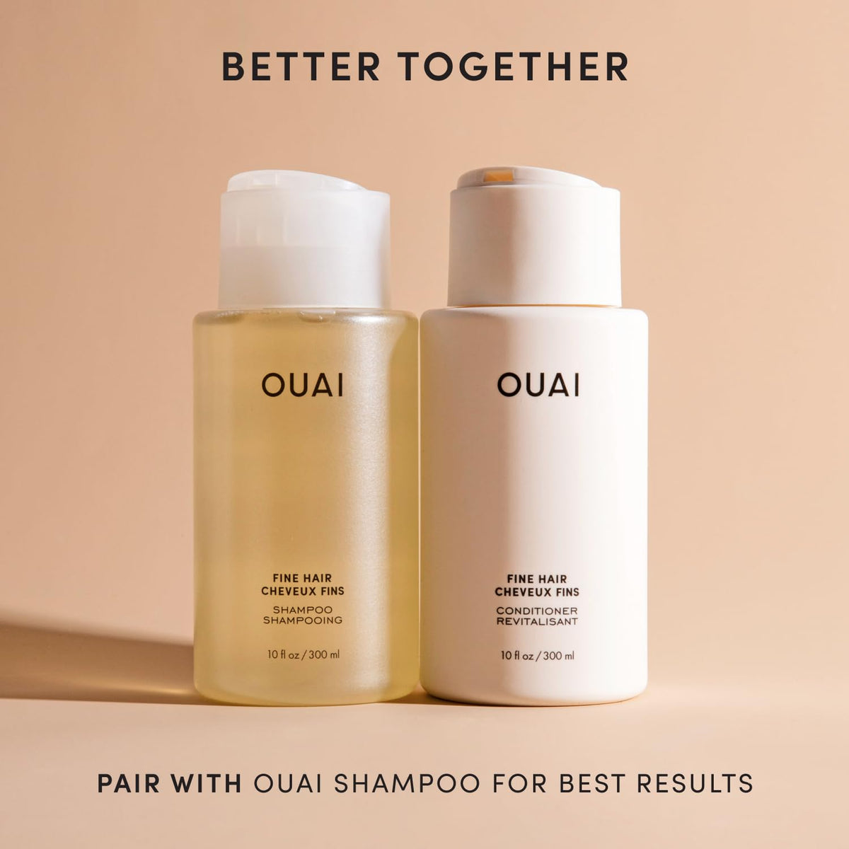 OUAI refill label close-up listing keratin biotin chia seed oil benefits