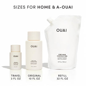 OUAI refill packaging emphasizing recyclable materials and lower waste