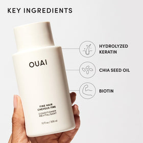 OUAI conditioner refill next to shampoo showing coordinated haircare pairing