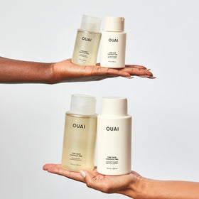 OUAI cream texture close-up showing lightweight formula that conditions without weighing hair down