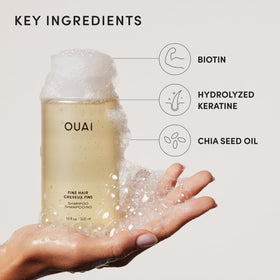 OUAI shampoo staged in bathroom showing everyday routine uplift