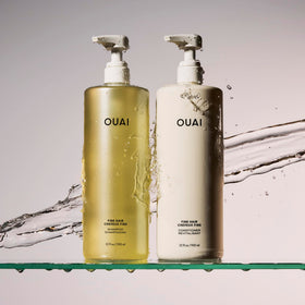 OUAI close-up pump and label for easy dispensing and reading