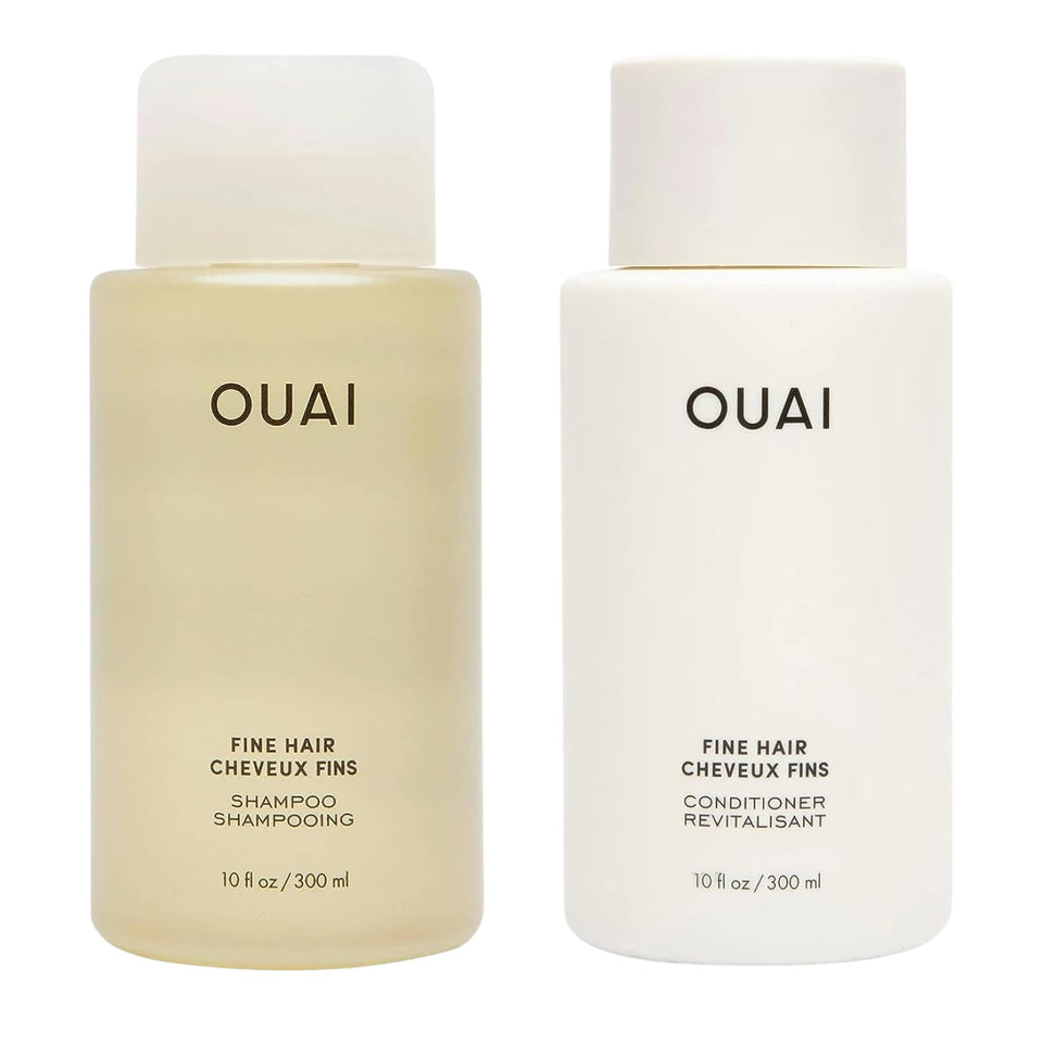 OUAI front packaging showing shampoo and conditioner for volume