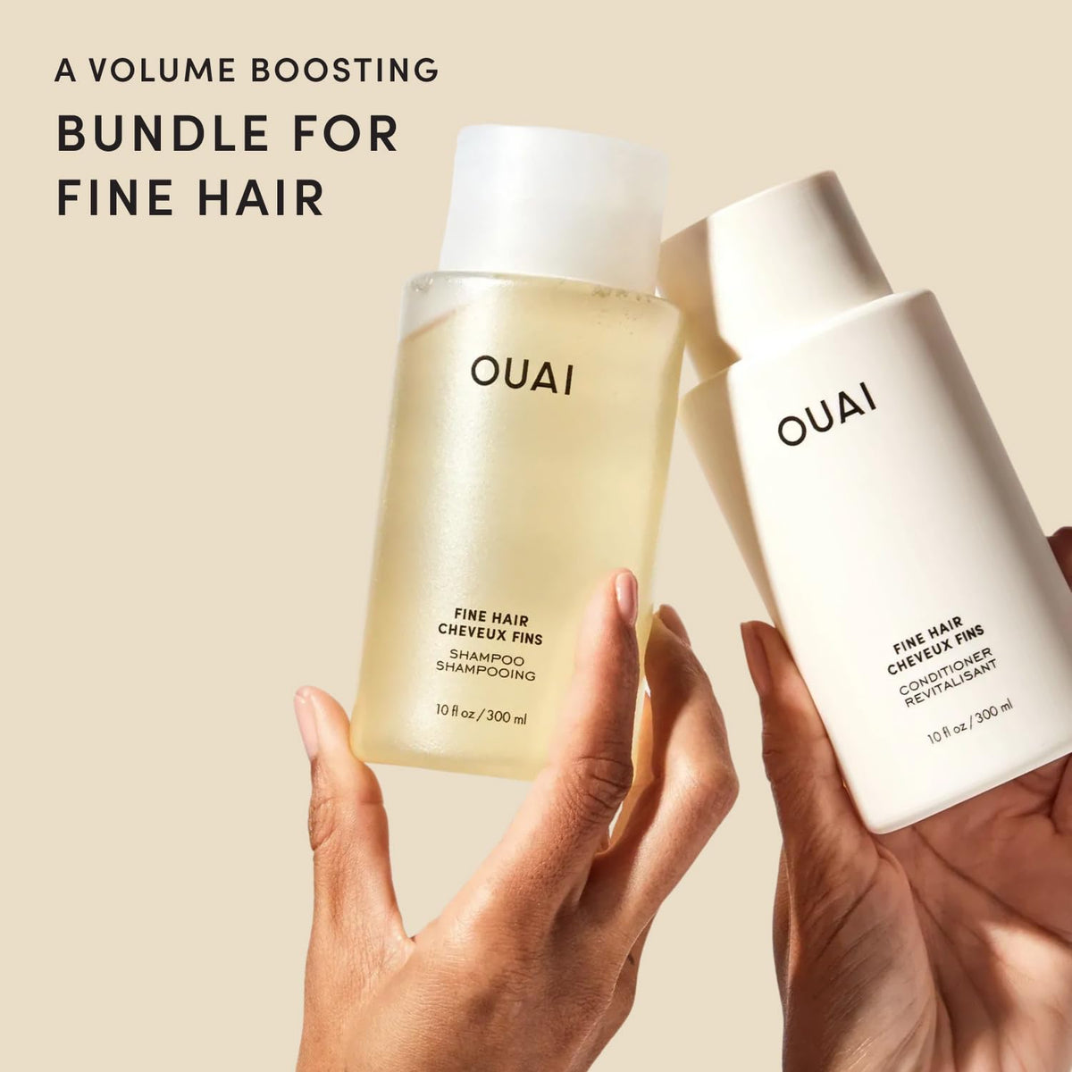 OUAI shampoo pump detail delivering gentle sulfate-free cleanser