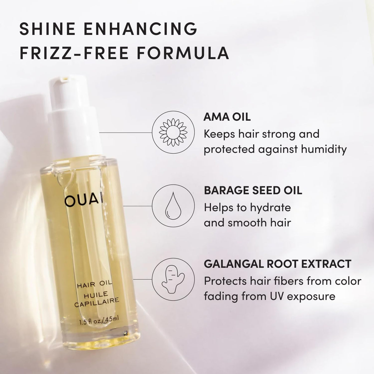 OUAI being applied to damp hair for heat protection and smoothing