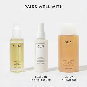OUAI bottle on vanity showing everyday routine convenience and style