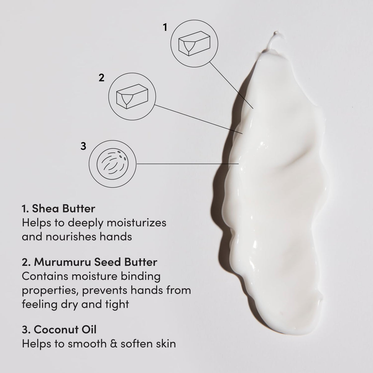 OUAI ingredients display with coconut, murumuru and shea butter highlighting nourishing blend