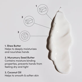 OUAI ingredients display with coconut, murumuru and shea butter highlighting nourishing blend