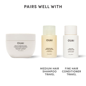 OUAI masque on bathroom shelf in lifestyle scene indicating luxury daily routine