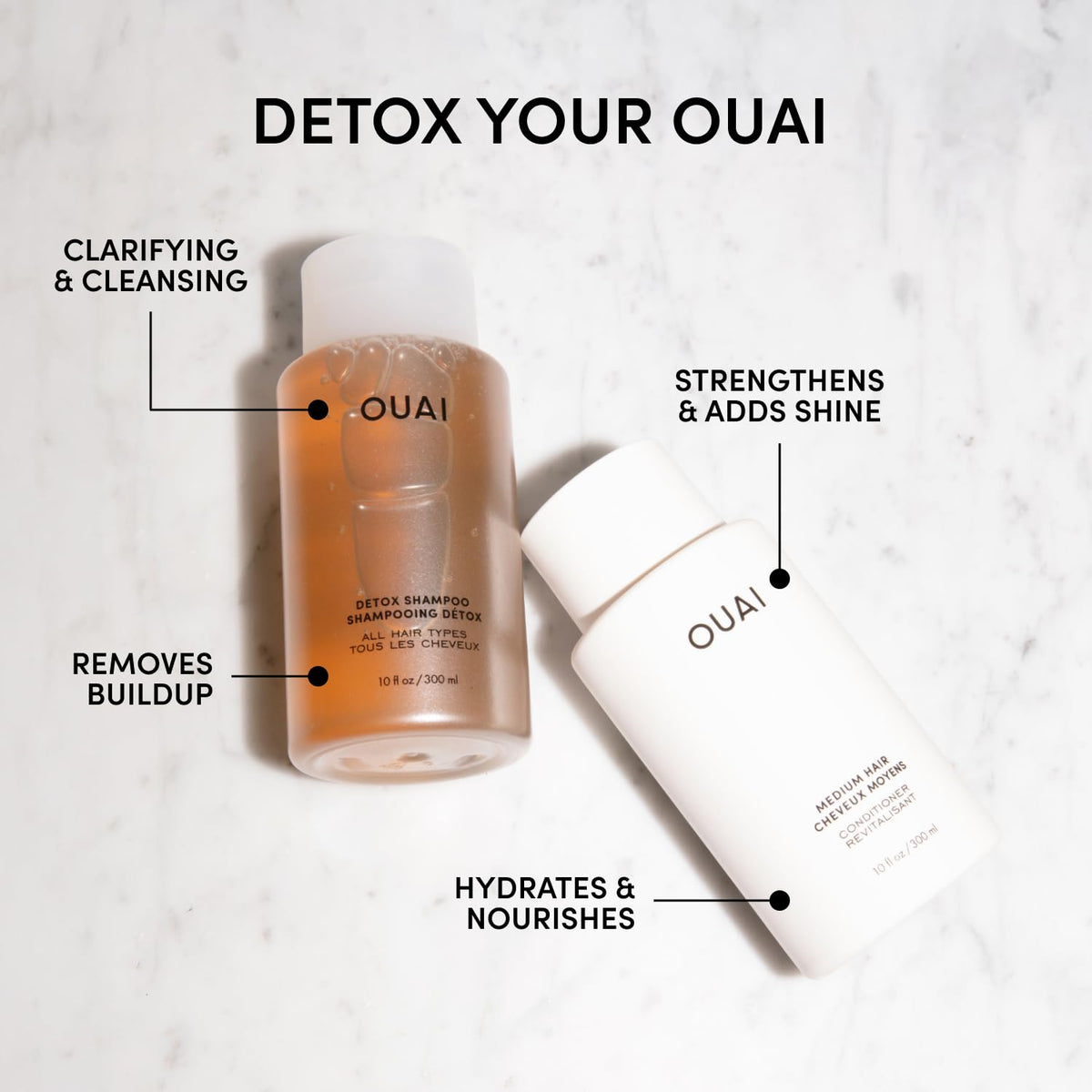 OUAI medium conditioner front label highlighting hydration