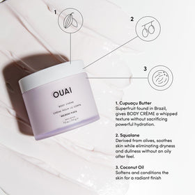 OUAI cream being smoothed on forearm demonstrating quick absorption