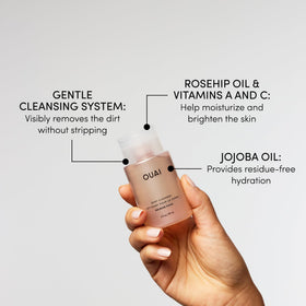 OUAI Melrose Place foam lather closeup demonstrating rich, gentle cleansing