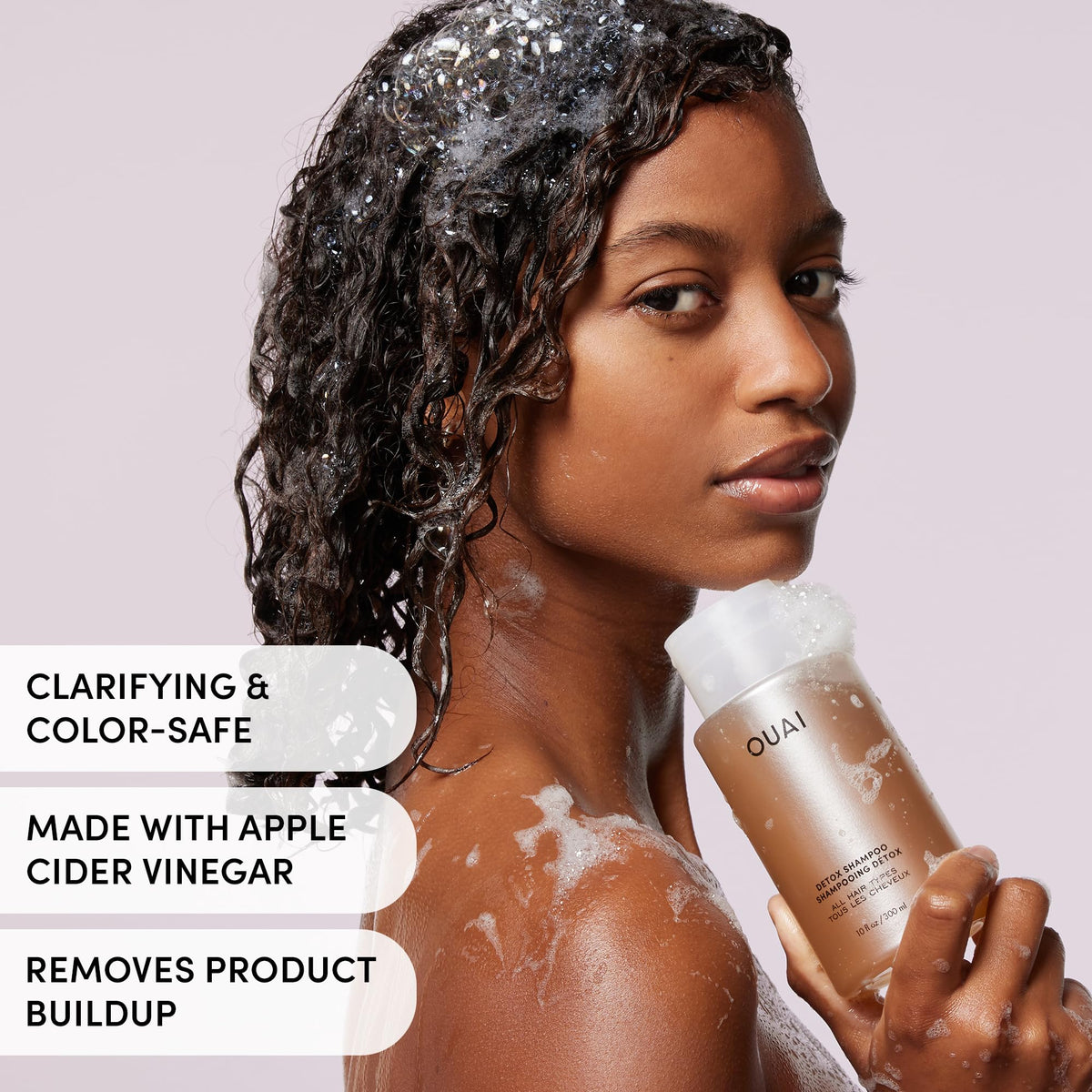 OUAI products on a bathroom shelf offering an elevated daily routine and easy access
