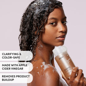 OUAI products on a bathroom shelf offering an elevated daily routine and easy access