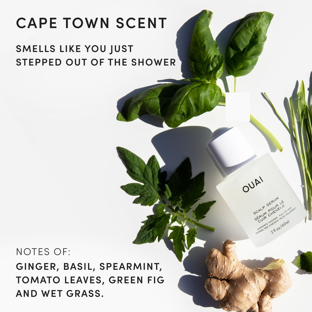 OUAI applying serum to scalp demonstrating targeted hydration benefit