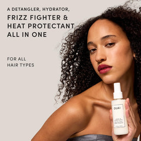 OUAI spray nozzle closeup demonstrating fine mist for even coverage