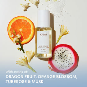 OUAI body cream texture on a spoon highlighting rich hydration benefits