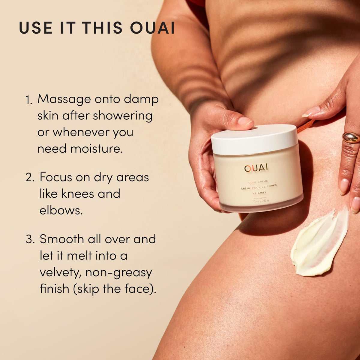OUAI side label close-up highlighting ingredients and ingredient transparency benefit