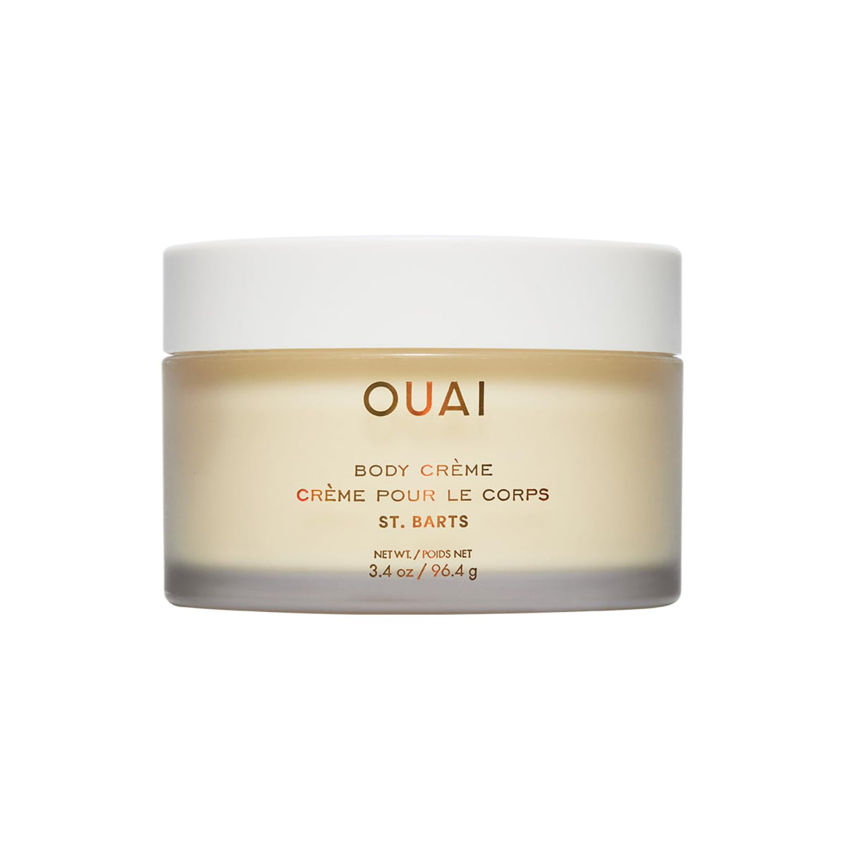 OUAI jar front view showing label and travel size, easy-packing benefit