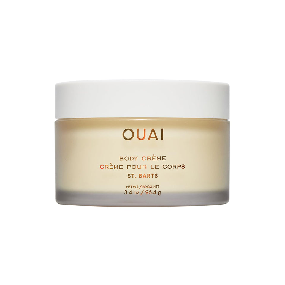 OUAI jar front view showing label and travel size, easy-packing benefit