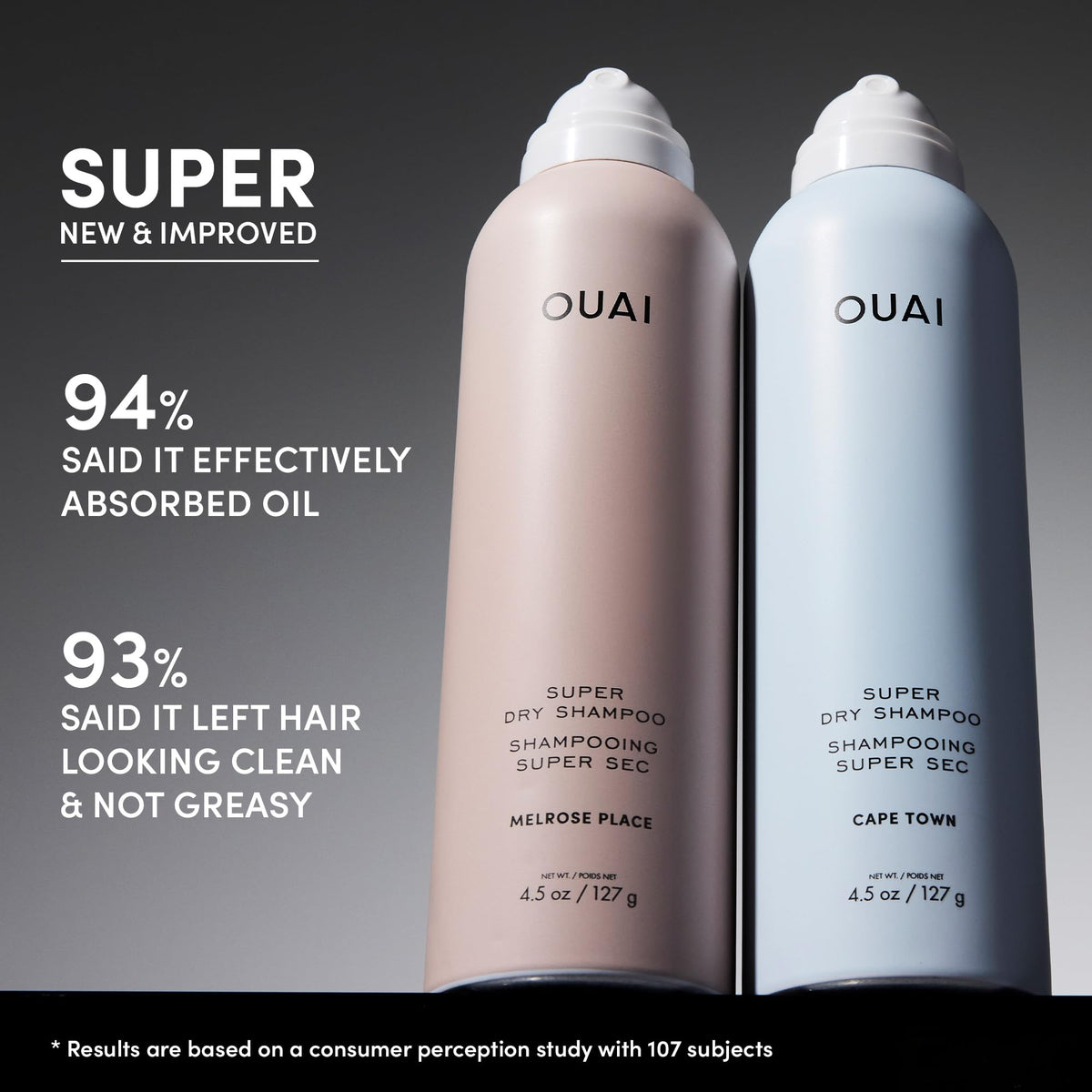 OUAI placed next to toiletry bag showing travel-friendly size and portability