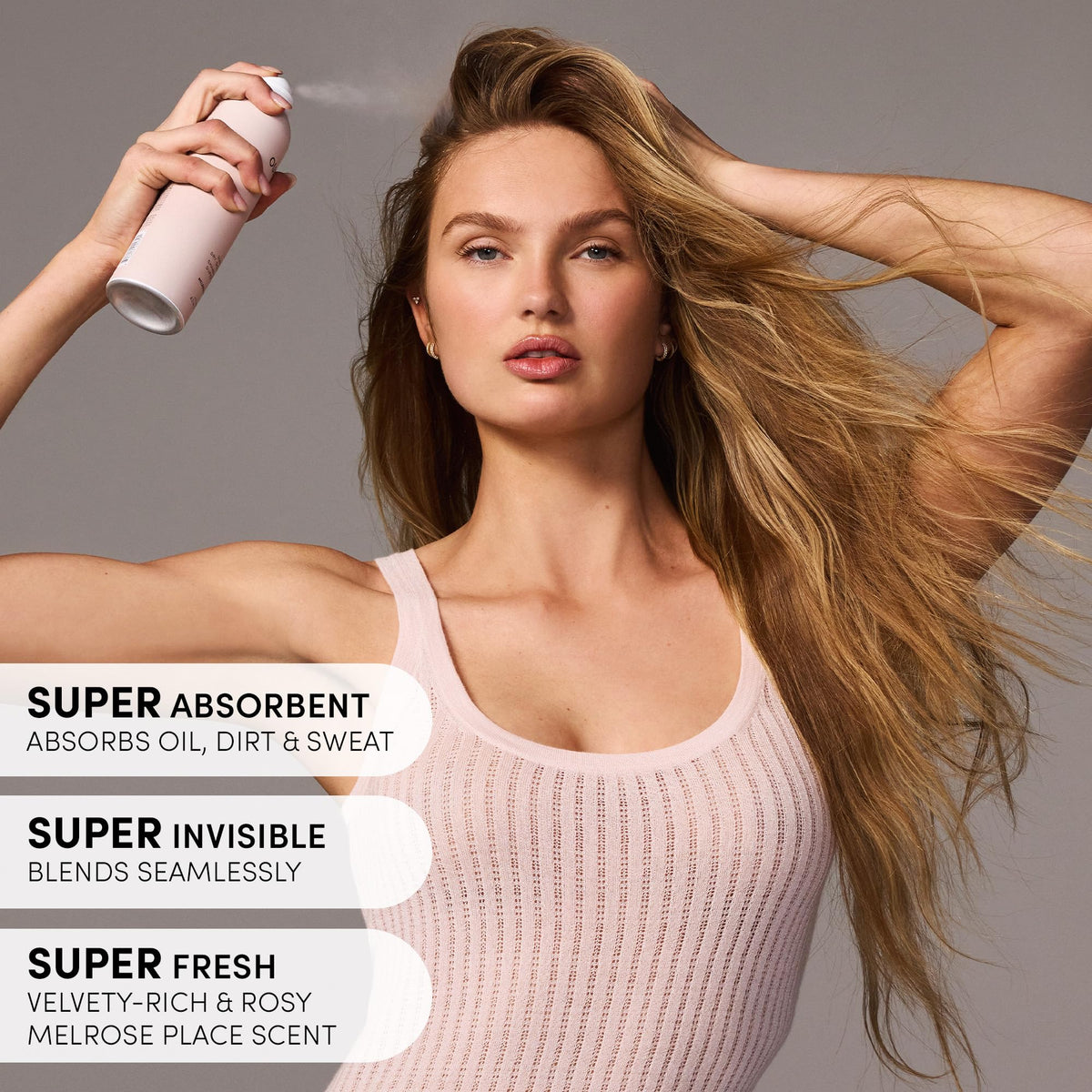 OUAI applied texture on hair roots showing oil absorption and added lift benefit