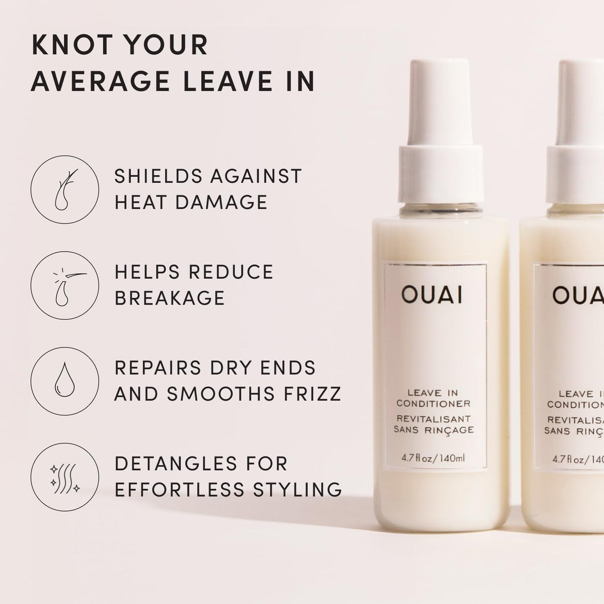 OUAI mist on hair texture smoothing frizz and improving manageability