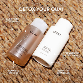 OUAI thick hair conditioner bottle front view emphasizing rich moisture for thick hair