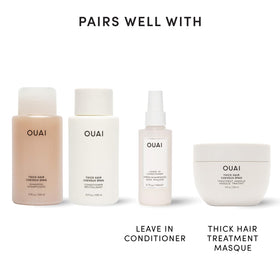 OUAI natural ingredient layout highlighting keratin and oils for strengthening benefit