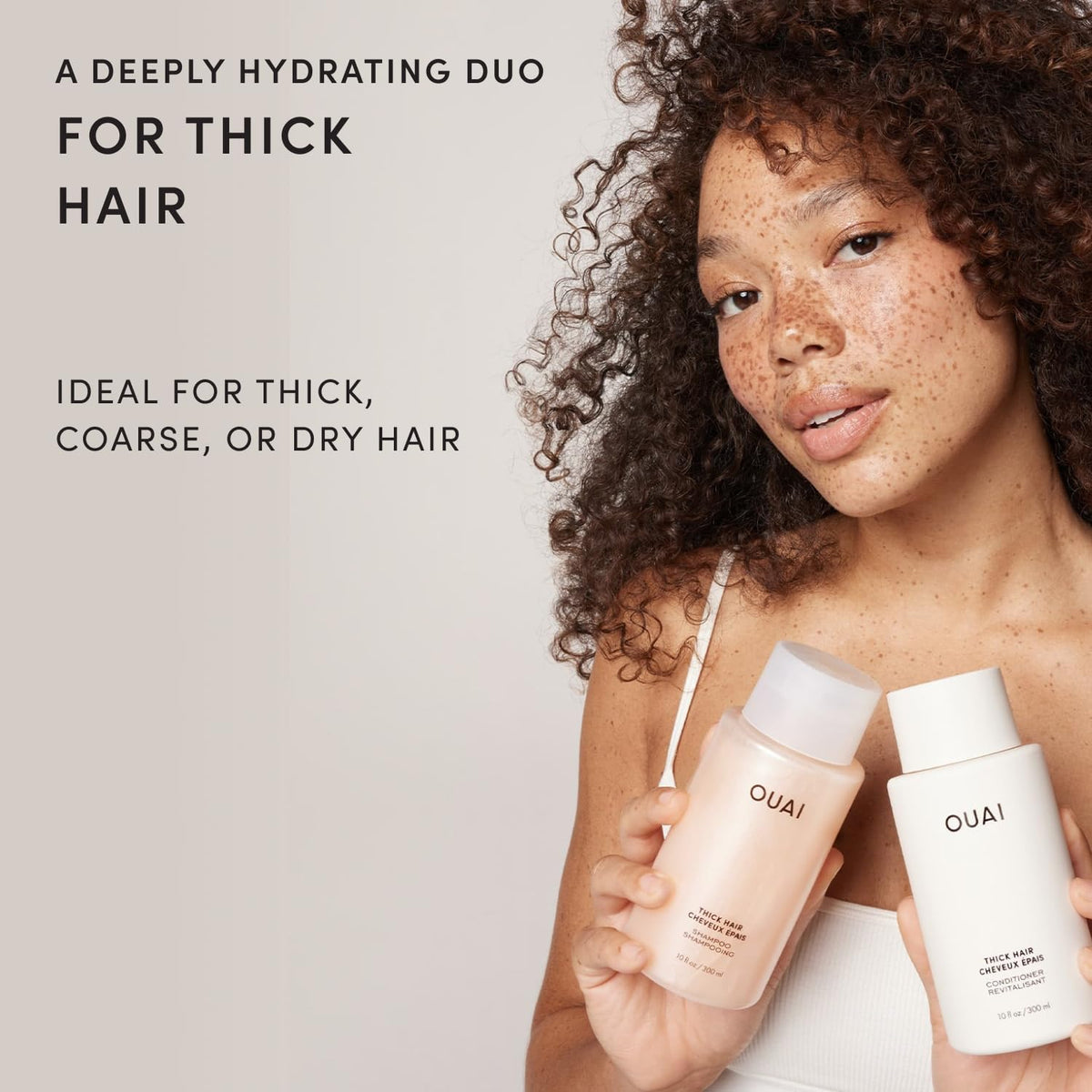 OUAI thick shampoo texture close-up demonstrating creamy lather and easy detangling