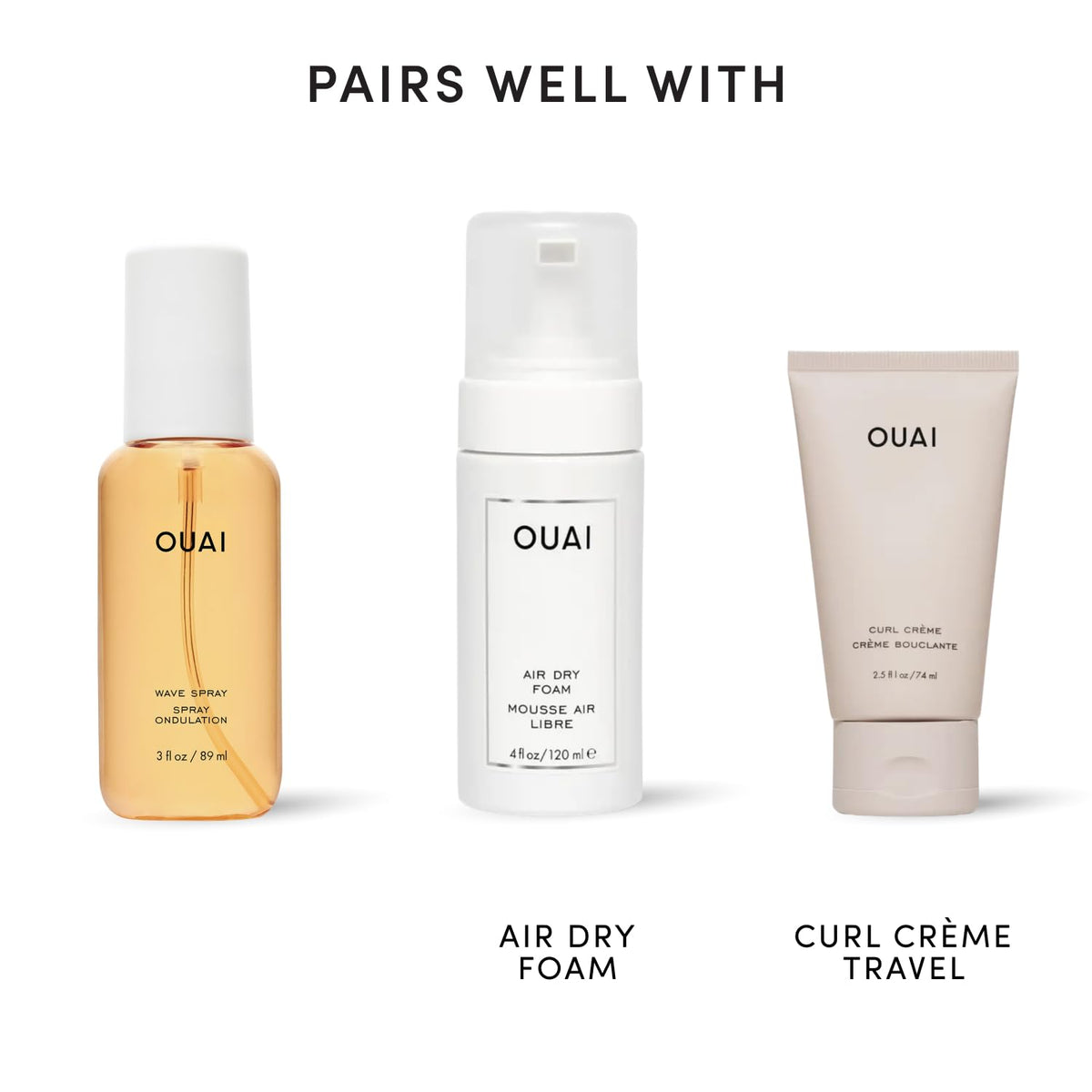 application of OUAI on mid-length hair creating separation and texture