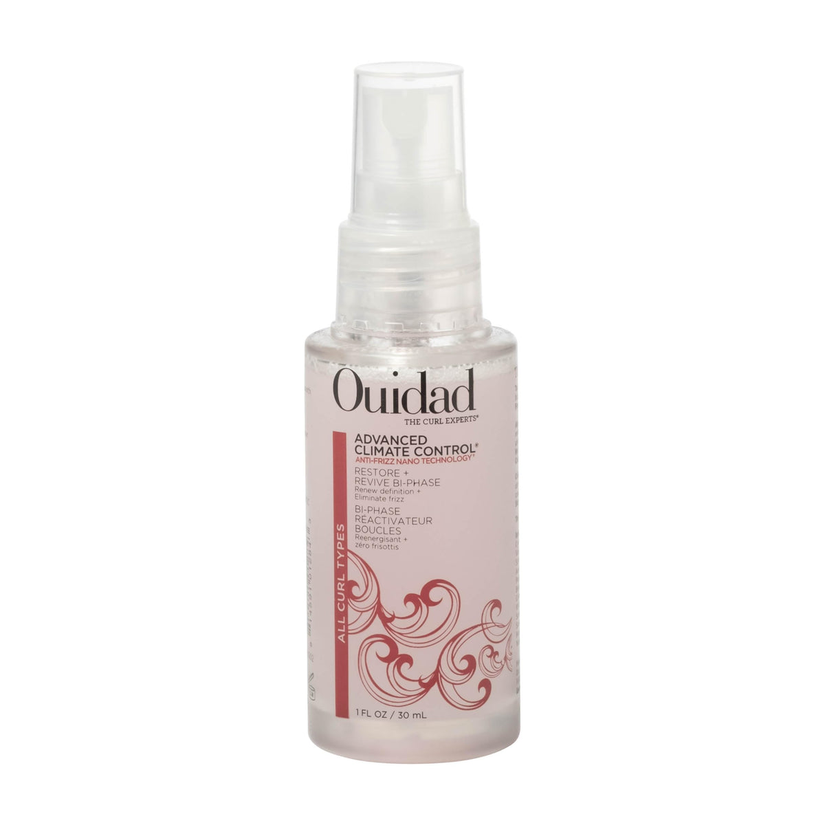 Ouidad front bottle view showing compact 1 fl oz packaging and benefits