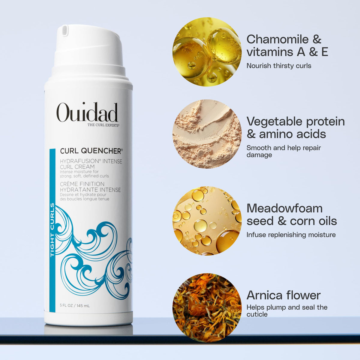 Applying Ouidad cream to damp tight curls to show frizz control and definition