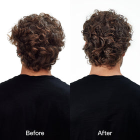 Ouidad mousse applied to wet hair in hand demonstrating easy distribution