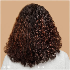 Applying Ouidad gel to damp curls for defined, frizz‑resistant styling