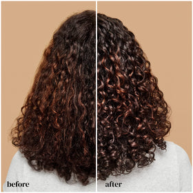 Ouidad before and after showing frizz reduction and curl definition benefit