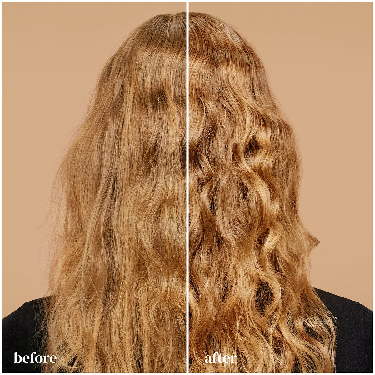 Ouidad before and after curls comparison showing reduced frizz