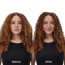Ouidad conditioner being poured into hands demonstrating hydration and easy distribution