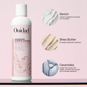 Ouidad creamy conditioner texture close-up showing moisturizing consistency and smoothness