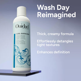 Ouidad rinsed wet curls showing defined hydrated tight curls