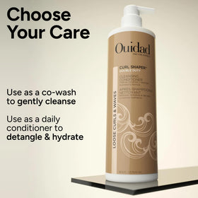 Ouidad being applied to wet curls to gently cleanse and hydrate hair