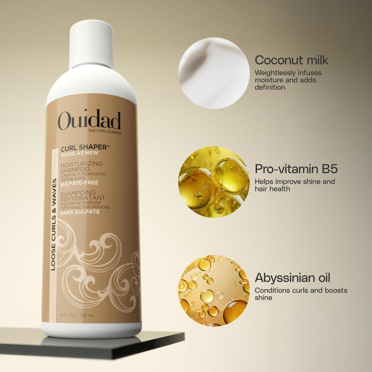Ouidad shampoo pump and cap detail for easy dispensing