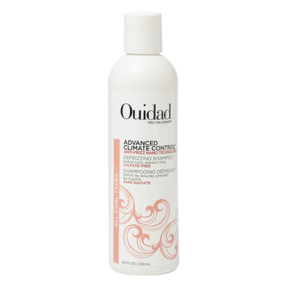 Ouidad front bottle showing advanced climate control shampoo—clear curl-care benefit