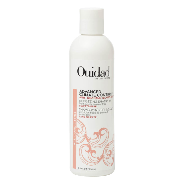 Ouidad front bottle showing advanced climate control shampoo—clear curl-care benefit