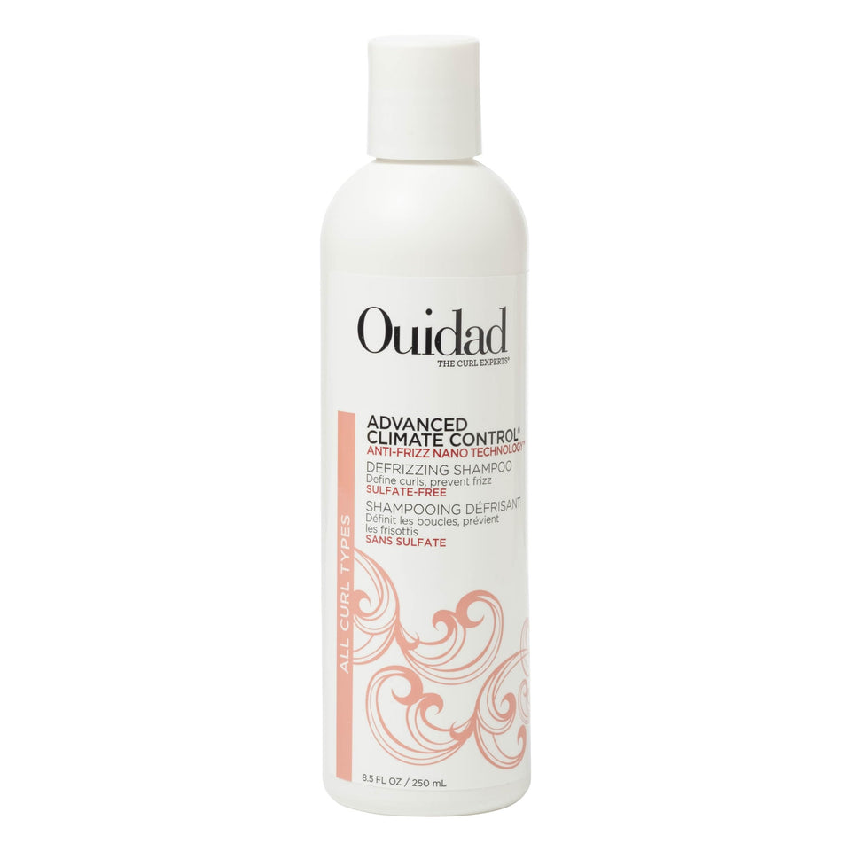 Ouidad front bottle showing advanced climate control shampoo—clear curl-care benefit